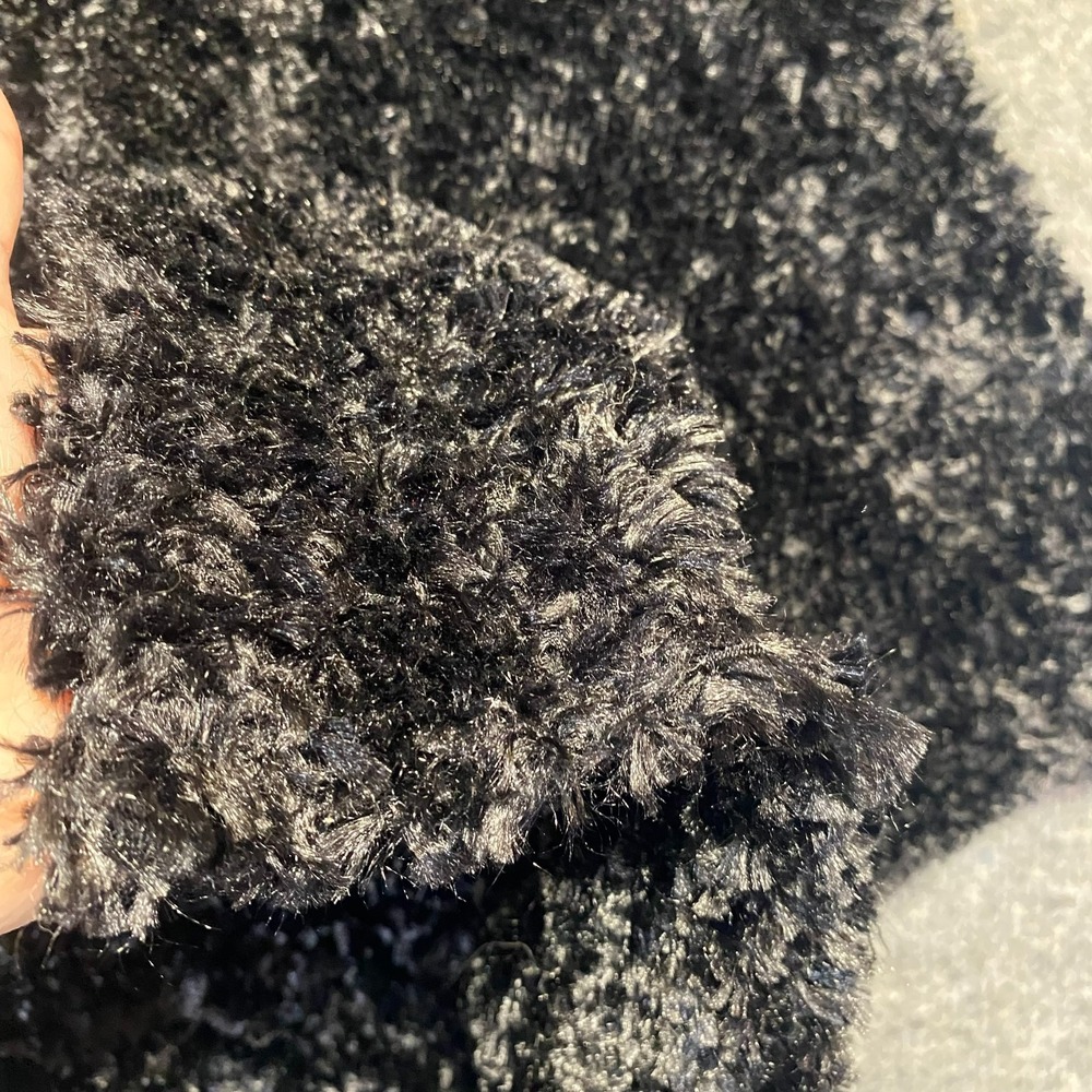 Ellen Tracy Black Fuzzy Eyelash Knit Cardigan Sweater Short Sleeve Womens M/L - Picture 4 of 6